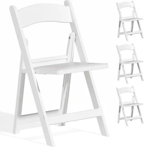 Miniatura 16 de Paquete de 4 sillas plegables de resina, sillas plegables de capacidad de peso de 650 libras con asientos acolchados, silla plegable ligera