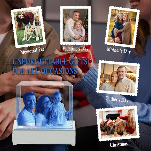 Miniatura 7 de Foto 3D de cristal personalizada, marco de cristal grabado con láser personalizado, excelente regalo de aniversario, cumpleaños, Navidad, Paisaje