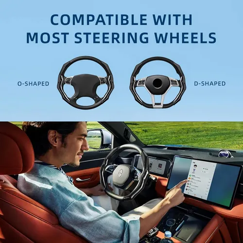 Miniatura 2 de Funda de volante de fibra de carbono con forro antideslizante y diseño segmentado, 2 unidades, protector universal para volante para hombres