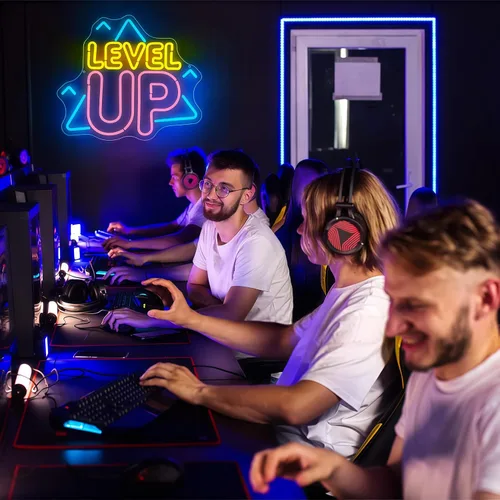 Miniatura 6 de Decoración de sala de juegos, letrero de neón de nivel superior para decoración de pared, accesorios de juegos, letrero LED regulable
