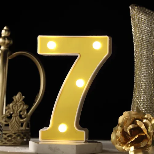 Miniatura 39 de Efavormart - Letrero 3D con luz LED de 6 pulgadas, color dorado con número 0, espejo frontal blanco cálido, funciona con pilas, brillo 72H