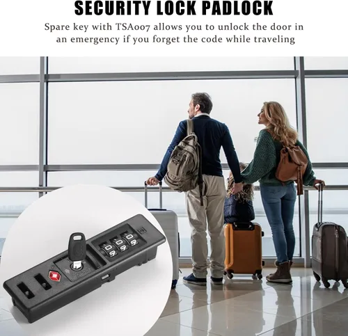 Miniatura 5 de 2 cerraduras de equipaje con cremallera integradas T-S-A 007 con certificación TSA, adecuadas para PC, ABS, PP rígidas con cremallera, reemplazo
