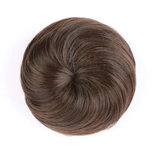 Miniatura 15 de Onedor Extensión de Cabello de Fibra Sintética Chignon Donut Moño Peluca (2# - Marrón Oscuro)