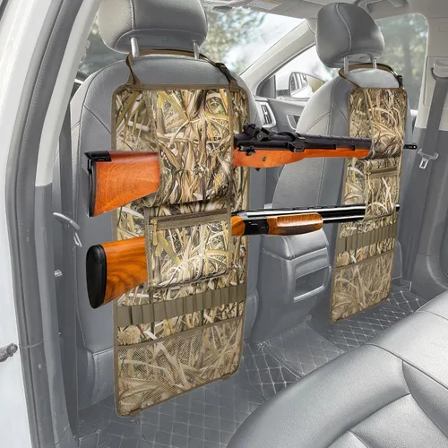 Miniatura 12 de MYDAYS Paquete de 2 Portaarmas para Respaldo de Asiento, Organizador de Asiento Delantero de Camuflaje con Bolsillo para Balas, Soporte Vehicular