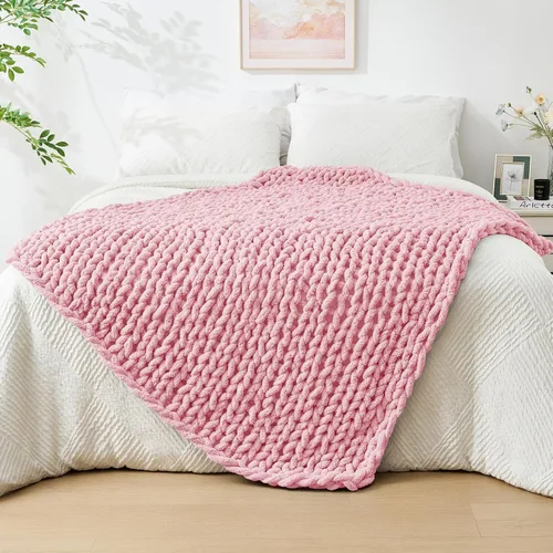 Miniatura 63 de Bigacogo Manta de punto grueso para sofá, 51 x 63 pulgadas, 100% tejida a mano con hilo de felpilla grueso jumbo, acogedoras y suaves mantas grandes