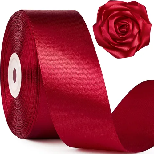Miniatura 13 de Mauproy Cinta de satén rosa bebé de 1-1/2 pulgadas de ancho, cinta de tela de poliéster sólido de 50 yardas para hacer rosas, envoltura de regalos