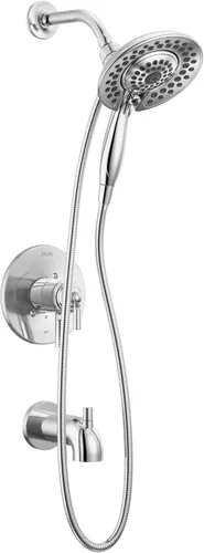 Miniatura 10 de Delta Faucet Saylor Serie 17 Grifo Combo Dorado para Bañera y Ducha con Cabezal de Ducha In2ition 2-en-1 con Rociador de Mano, Juego de Grifo