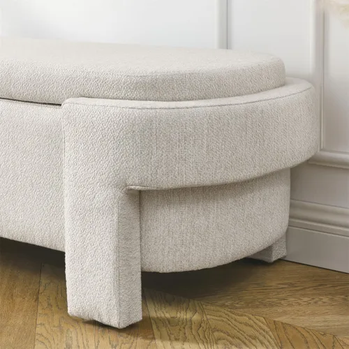 Miniatura 3 de LKTART Banco otomano tapizado de tela de lino con gran espacio de almacenamiento, banco de almacenamiento para sala de estar, entrada, color beige