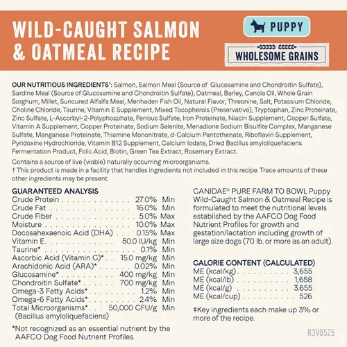 Miniatura 8 de Canidae Pure - Comida seca premium para cachorros con ingredientes limitados, receta de salmón real y avena, 22 libras, con granos sanos