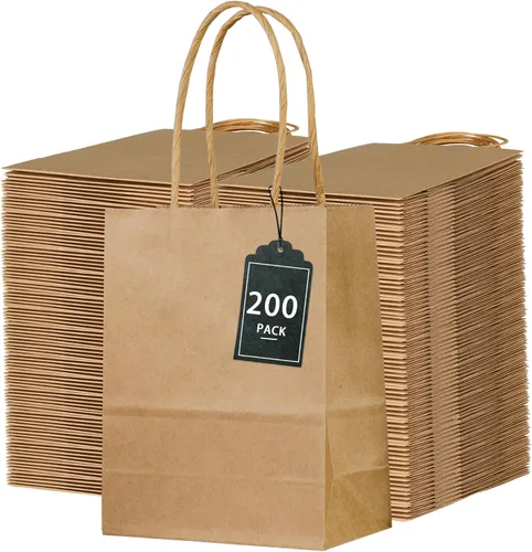 Miniatura 8 de SPERPAND 150 bolsas de regalo pequeñas, bolsa de papel marrón de 6.5 pulgadas, bolsas de regalo de papel kraft para cumpleaños, baby shower