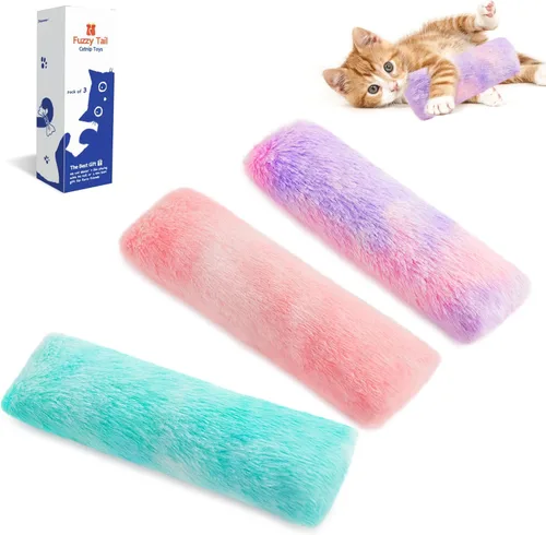 Miniatura 7 de Potaroma Almohadas de juguetes para gatos, paquete de 3, sonido arrugado suave y duradero con hierba gatera en el interior, pateador interactivo