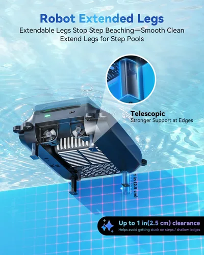 Miniatura 8 de Robot desnatador eléctrico automático de piscina 24/7 con soporte de aplicación, limpiador de superficie flotante para piscina sobre el suelo, Blanco