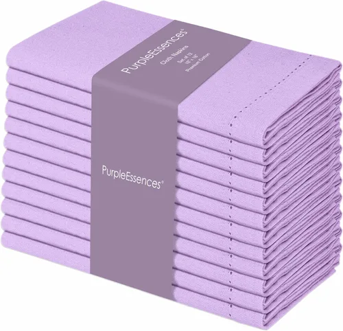 Miniatura 18 de PurpleEssences Juego de 6 servilletas de tela de vainica, 100% algodón, suaves, duraderas, lavables, ideales para bodas, Navidad, vacaciones