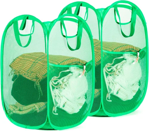 Miniatura 11 de 2 piezas de cesta de lavandería emergente de malla fuerte, cestas emergentes de calidad para lavandería con asas duraderas, fondo sólido de acero