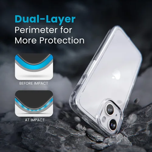 Miniatura 5 de Speck Funda transparente para iPhone 14 y iPhone 13 - Protección contra caídas, resistente a arañazos y anti-amarillamiento, funda de doble capa