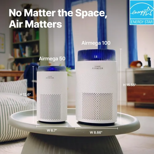 Miniatura 9 de COWAY Airmega 50 - Purificador de aire para dormitorio de hasta 500 pies cuadrados, filtro HEPA y desodorización para humo, alergias, caspa