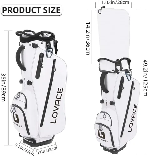 Miniatura 5 de Bolsa de golf de 14 vías, bolsas de golf ligeras con soporte para hombres y mujeres Blanco