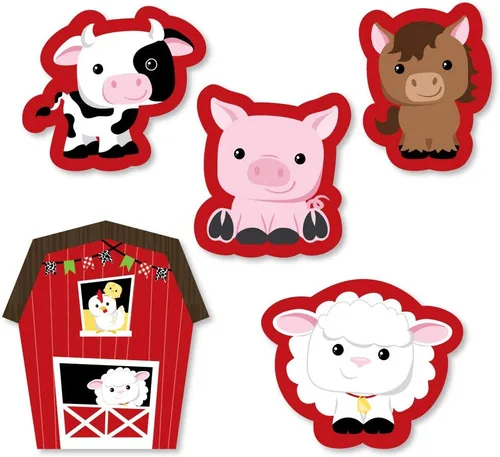 Big Dot of Happiness Farm Animals - Recortes para baby shower o fiesta de cumpleaños en forma de bricolaje, 24 unidades