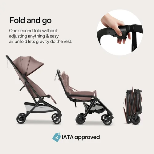 Miniatura 6 de Mompush Velo - Cochecito de viaje ligero, compacto y apto para aviones para bebés y niños pequeños, asiento reclinable completamente plano, plegable