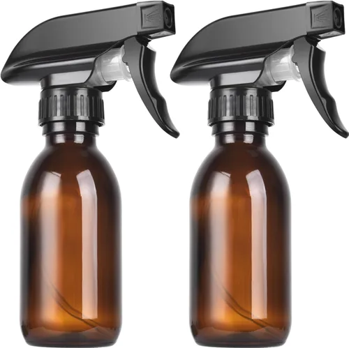 Botellas de vidrio ámbar de 4 onzas (paquete de 2) – Recargables con cuentagotas, embudo y 4 etiquetas | Protección UV para aceites esenciales,