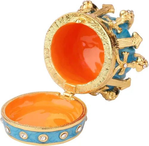 Miniatura 28 de QIFU Pintado a mano esmaltado estilo corona azul decorativo con bisagras joyería baratija caja regalo único para decoración del hogar
