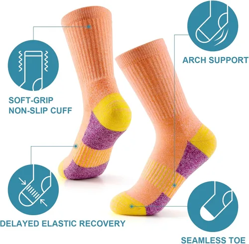 Miniatura 2 de Gonii Running and Hiking Crew Socks - Women's Wicking Cushioned Athletic Socks (5 Pairs)