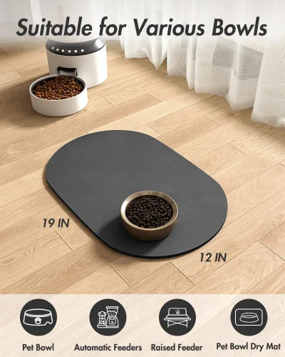 Miniatura 7 de Alfombrilla absorbente para comida de perros - Alfombrilla para cuenco de comida y agua, alfombrilla para comida de mascotas de secado rápido