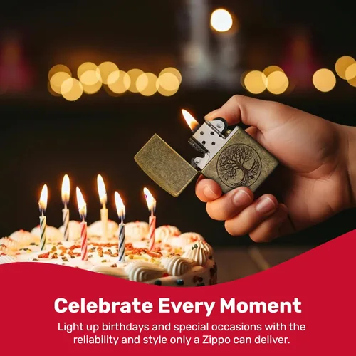 Miniatura 7 de Zippo Mechero de latón envejecido árbol de la vida eterna