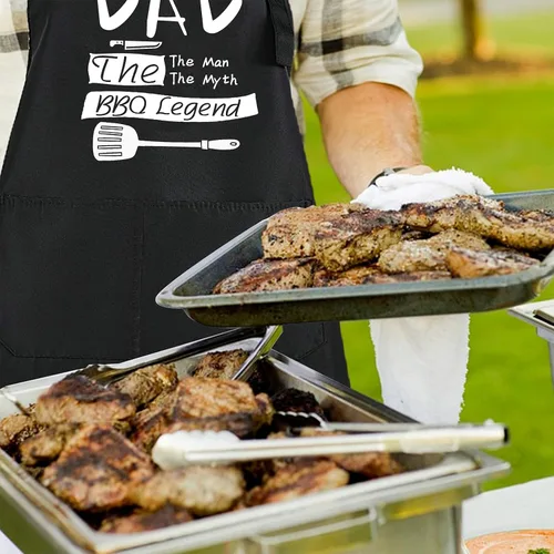 Miniatura 7 de Rosoz Delantales divertidos para barbacoa negros ajustables para cocina, chef, delantales para hombres.., Talla única