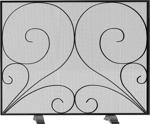 Miniatura 8 de Fire Beauty Pantalla de chimenea de un solo panel hecha a mano de malla de hierro forjado sólido, protector contra chispas de fuego resistente al