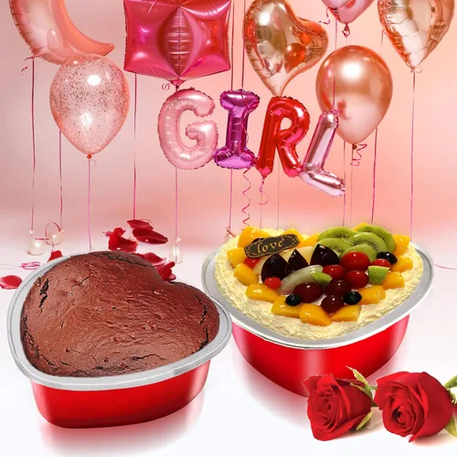 Miniatura 4 de 40 juegos de moldes para pasteles en forma de corazón, mini moldes para pasteles con tapas de 3.4 fl oz/3.5 onzas, moldes de aluminio con tapas