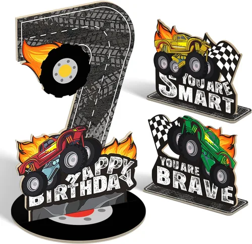 Miniatura 7 de Juego de 3 piezas de dinosaurios con signo de número de 2º cumpleaños, decoración de mesa de dinosaurios para niños y niños de 2º cumpleaños