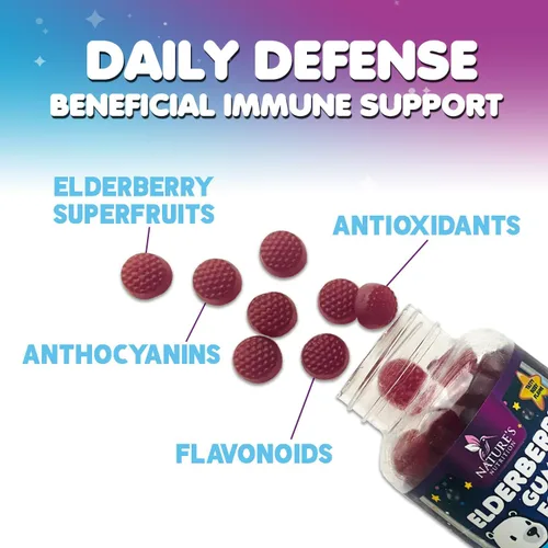 Miniatura 5 de Gomitas de saúco para apoyo inmunológico para niños, vitaminas C, zinc y apoyo para niños, suplemento de saúco Nature's Sambucus vegano, sin gluten