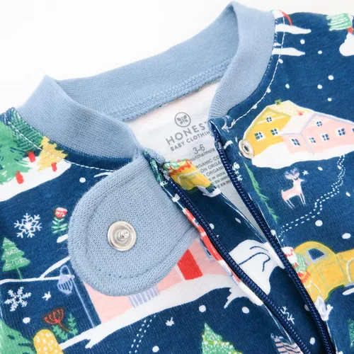 Miniatura 3 de HonestBaby unisex-baby Sleep and Play Footed Holiday Pajamas One-Piece Sleeper Zip-front Organic Cotton PJs Baby Boys, Girls, Unisex (LEGACY)