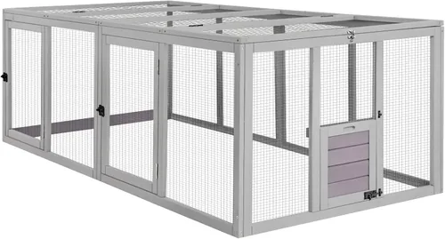Miniatura 9 de Aivituvin Gallinero Dos cajas de anidación, gran gallinero de madera, resistente a la intemperie, al aire libre, jaula de pato Gris y gris claro