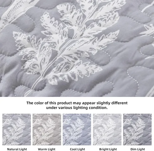 Miniatura 4 de JANZAA Juego de colcha tamaño Queen de 3 piezas con patrón floral, de microfibra ligera, ropa de cama reversible, 1 colcha y 2 fundas de almohada