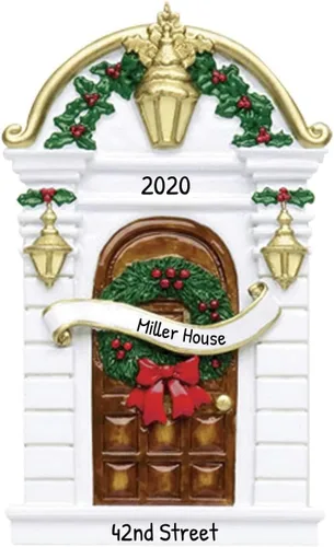 Miniatura 3 de Adorno personalizado de nuestro nuevo hogar 2025 Nombre y año personalizados Decoración de recuerdo de puerta marrón para propietario de casa