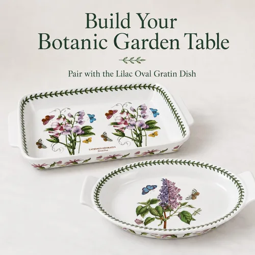 Miniatura 8 de Portmeirion Botanic Garden - Plato para lasaña Plato para hornear con motivo de guisantes dulces Mide 15 x 11 pulgadas Hecho de porcelana