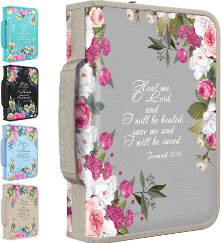 Miniatura 19 de DEHITE Funda para la Biblia para mujer, fundas de tela prémium para la Biblia para niñas, bolsa de transporte para mujer, ranuras para bolígrafos