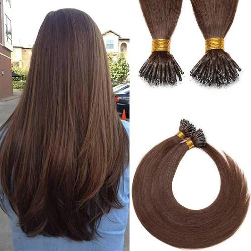Miniatura 17 de SEGO Extensiones de cabello humano con micro cuentas, extensiones de cabello humano con micro bucle, lacio, natural, fusión fría, 1.76 oz/paquete