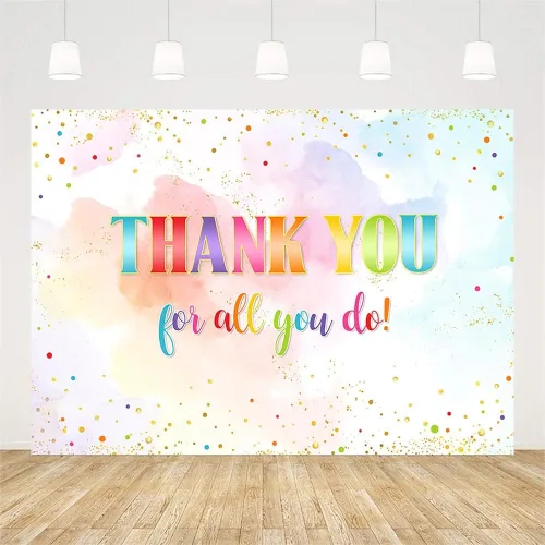 Miniatura 2 de AIBIIN Telón de fondo de 7 x 5 pies con texto en inglés "We Truly Appreciate You", decoración de fiesta con texto en inglés "Thank for All You Do
