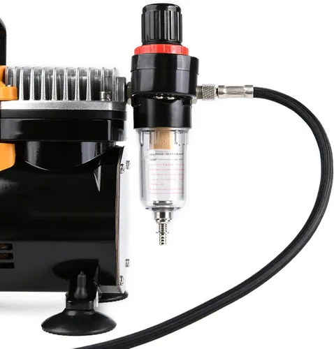 Miniatura 5 de MEEDEN Kit de compresor de aerógrafo - Compresor de aire completo de 1/5 HP para pintura de modelos con manguera de 6 pies Individual - Amarillo