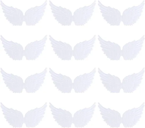 Parches bordados con forma de ala de ángel, 12 unidades, color blanco, para coser en ropa, jeans, decoración de manualidades