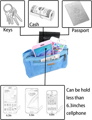 Miniatura 31 de Bolsa de cintura ultrafino con ranuras c/visualización para tarjeta de crédito, para deportes, aire libre, correr, caminar, viajes.