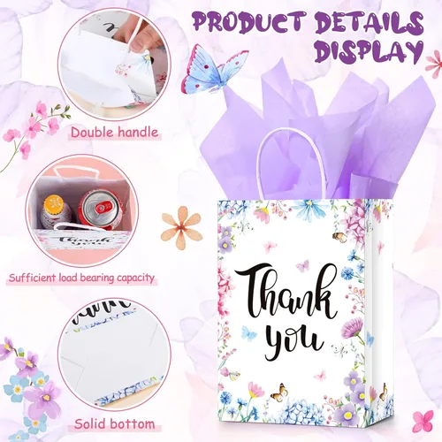 Miniatura 4 de Tinlade 30 bolsas de regalo de agradecimiento con papel de seda dorado con asa para graduación, negocios, compras, boda, ducha, regalos de fiesta