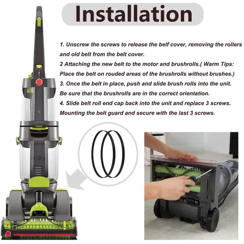 Miniatura 4 de 2 correas de repuesto 440005536 para aspiradora Hoover Dual Power Max para aspiradoras de alfombras, compatibles con los modelos Hoover FH51000
