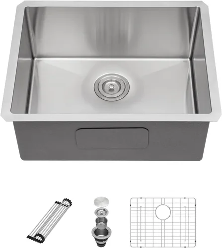 Sarlai - Fregadero de barra empotrado de 21"x18" - Fregadero de cocina empotrado de un solo tazón de 21"x18" - Fregadero de preparación de barra de