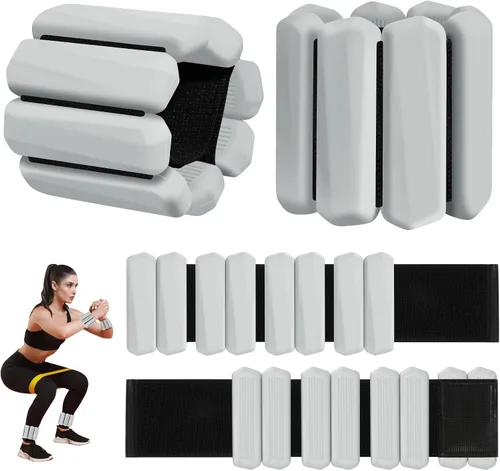 Miniatura 8 de Juego de 2 pesas para muñeca (1 libra cada una), pesas ajustables para muñeca y tobillo para mujeres y hombres, juego de pesas portátiles para Negro