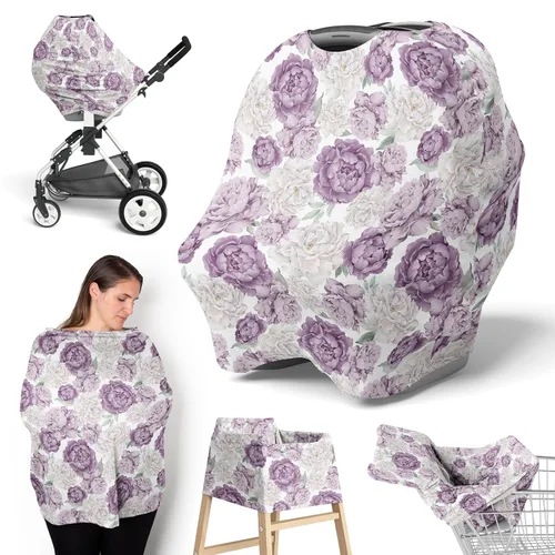 Miniatura 9 de Sweet Jojo Designs Funda de asiento de coche para bebé, color rosa rubor, estilo bohemio, Shabby Chic floral, para lactancia, silla alta, carrito