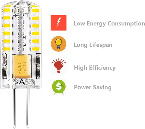 Miniatura 4 de Bombillas LED G4 de 12 V, base de dos pines AC/DC, no regulables, 3 W, 12 V, bombilla G4, equivalente a 30 W, bajo voltaje, blanco cálido, 2700 K